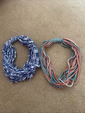Kids Multicolor Infinity Scarves Set - Blue & Coral/Teal